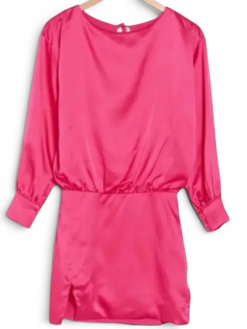 Lumiere Hot Pink Tie-Back Mini Dress – Long Sleeve Party Dress - Picture 13 of 13